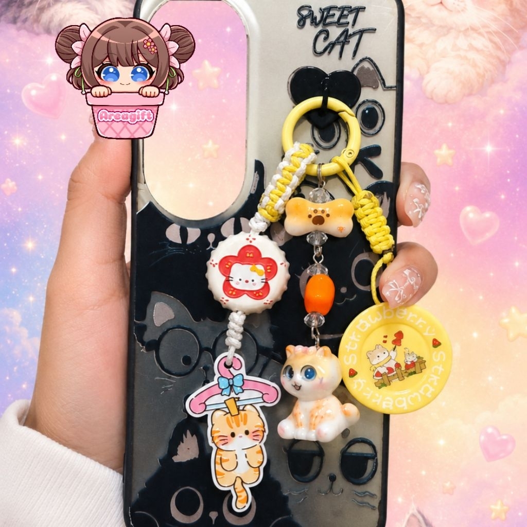 [AREAGIFT] PHONECHARM & BAGCHARM KUCING BSH Golden