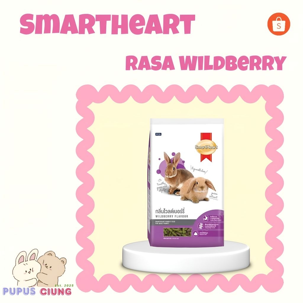 SmartHeart Rabbit Food Wildberry 1kg | Makanan Kelinci Premium | Pakan Kelinci Dewasa
