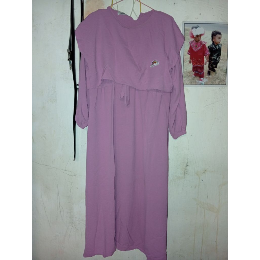 Gamis Crinkle Warna Lilac