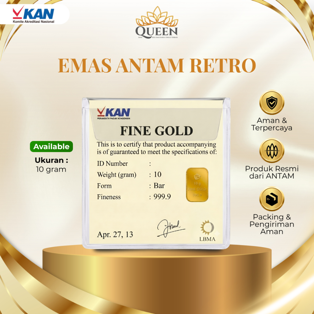 Emas Antam Retro 10 Gram Logam Mulia Sertifikat Resmi Original Investasi Koleksi Premium