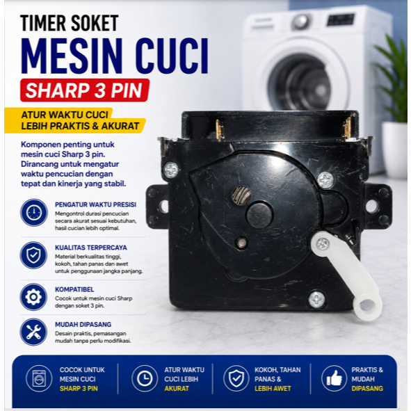 TIMER SOKET MESIN CUCI SHARP 3 PIN / TIMER MESIN CUCI SHARP