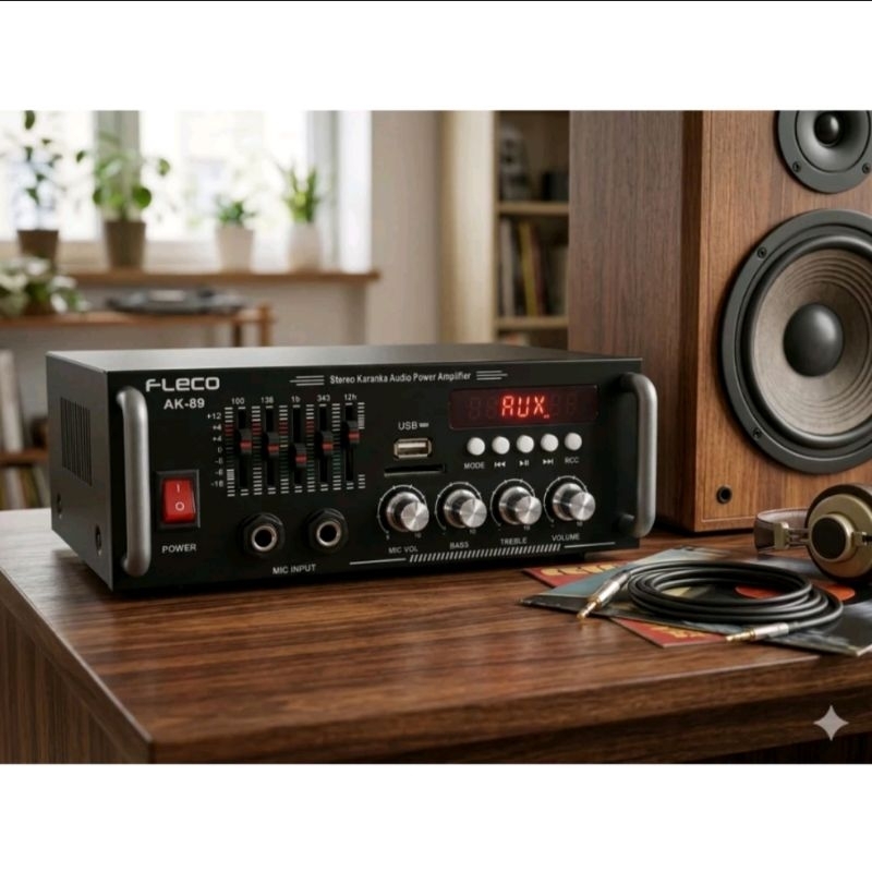 Power Amplifier Bluetooth karaoke 600W Fleco AK-89/Amplifier Bluetooth Fleco AK-89 600W/USB/SD Mp3 P