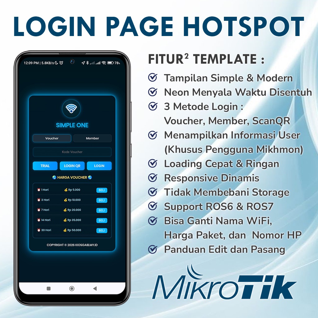 Simple One - Template Login Page Hotspot MikroTik Premium