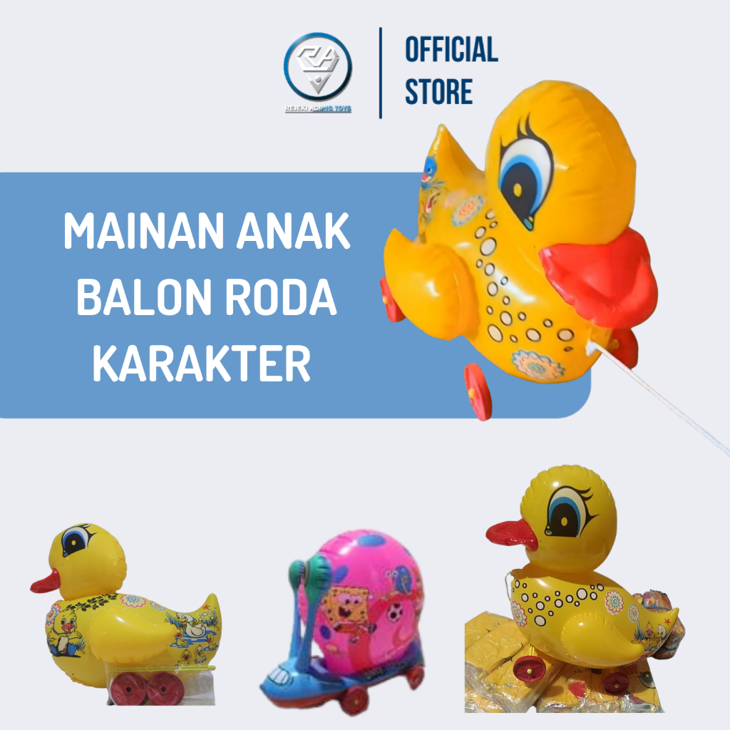 Mainan Anak Tiupan Balon Tarikan Bus Roda Bebek Gary Siput Spongebob Dengan Tali Murah