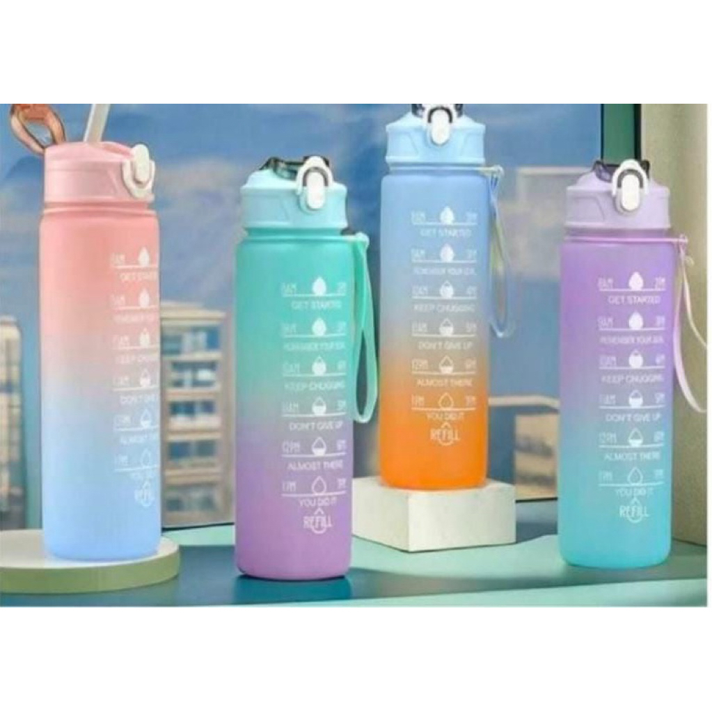 botol minum korea 1L gradasi viral 1 liter