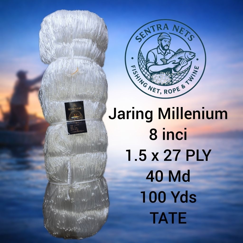 jaring milenium/jaring serabut 8 inci 27ply 40md 100yds TATE