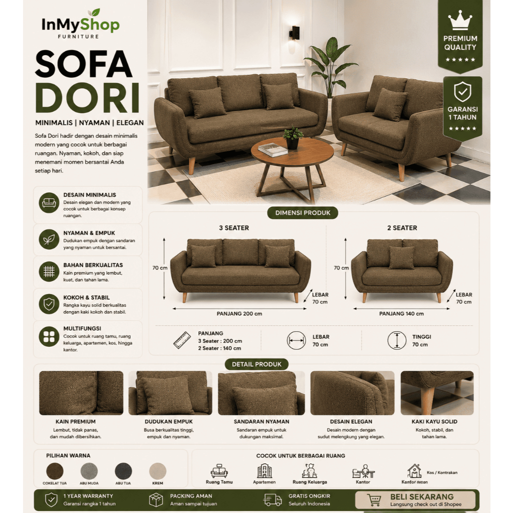 sofa dori minimalis / sofa ruang tamu minimalis / sofa minimalis murah / sofa minimalis / sofa murah