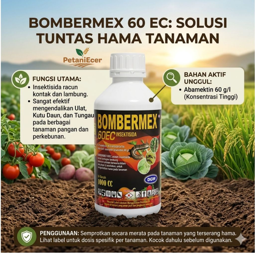 Bombermex 60 EC Insektisida Lambung dan Kontak Abamektin Dosis Tinggi