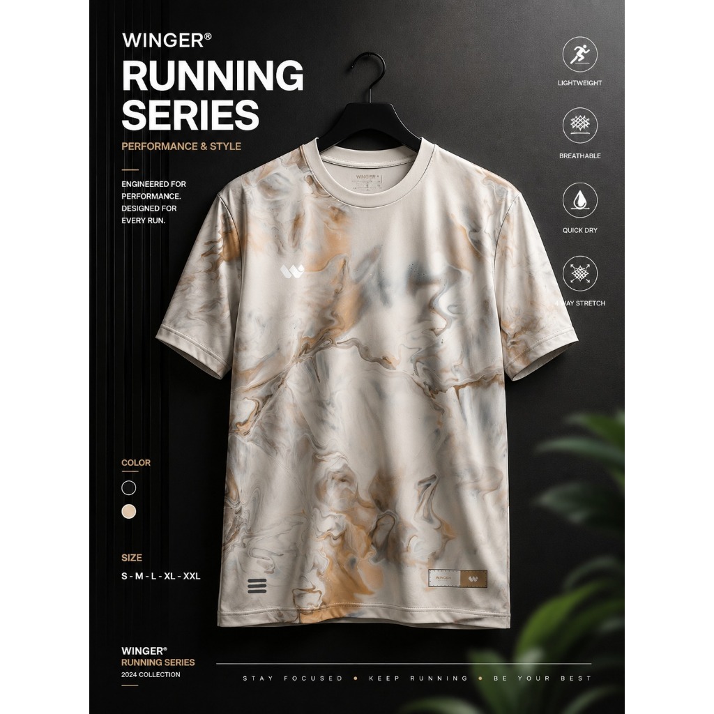 Jersey Universe Running Kaos olahraga lengan pendek Jogging Lari - cream