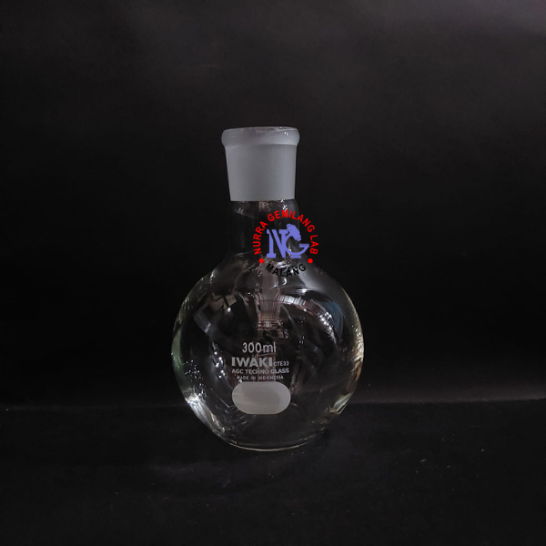 Boiling Flask 300 ml Iwaki Flat Bottom | Labu Didih Iwaki 300 ml Alas Datar