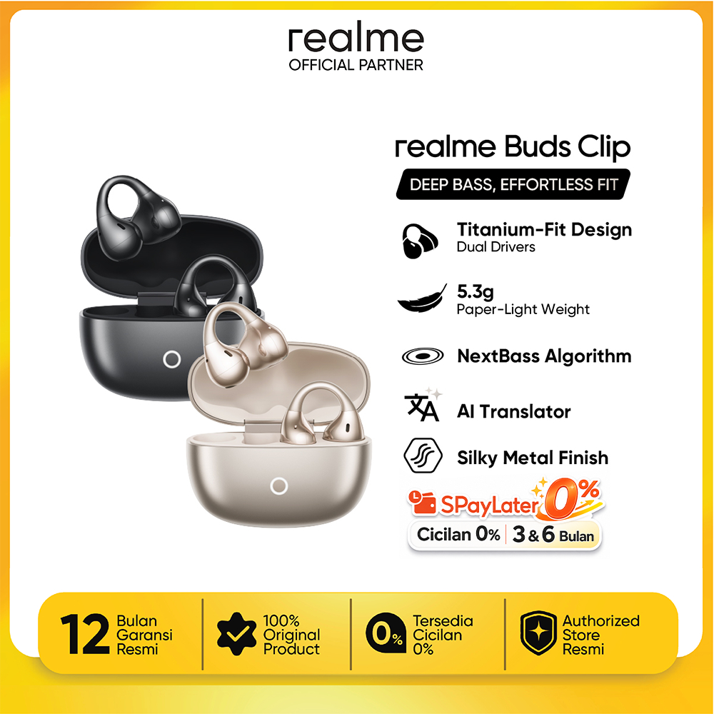 realme Buds Clip (Titanium-Fit Design | 5.3g Paper-Light Weight | NextBass Algorithm | AI Live Trans