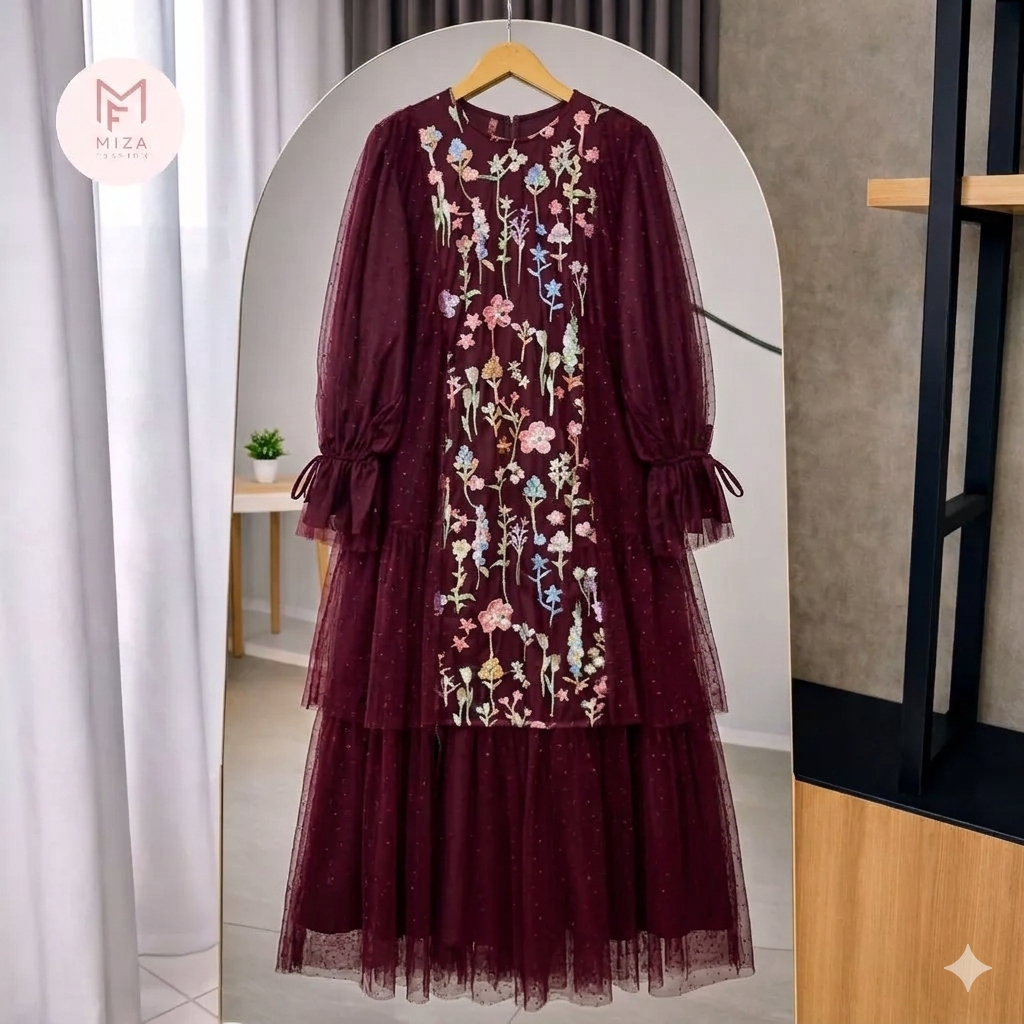 Kimaya Miza Dress Pesta Gamis Brukat Syar'i Jumbo Brukat Lebaran Wisuda