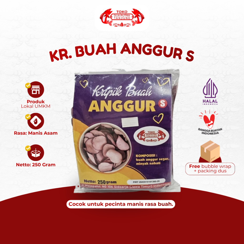 Dua Putra Tanjung Keripik Buah Anggur 250gr Kripik Naga Sirsak Mentah Manis Asam Siap Goreng
