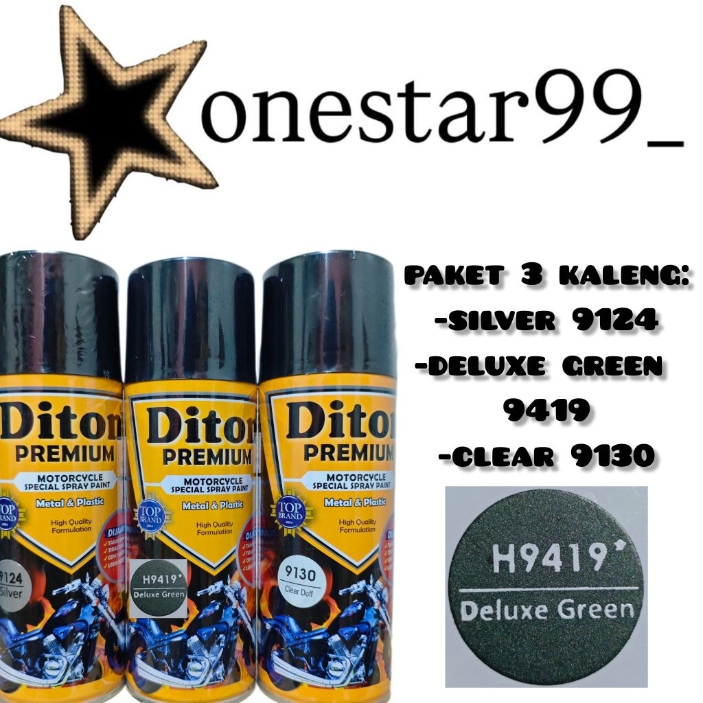 Pilok Pilox Pylox Cat Diton Premium Paket 3 Kaleng Deluxe Green H 9419 Hijau Metalik Doff Silver 912