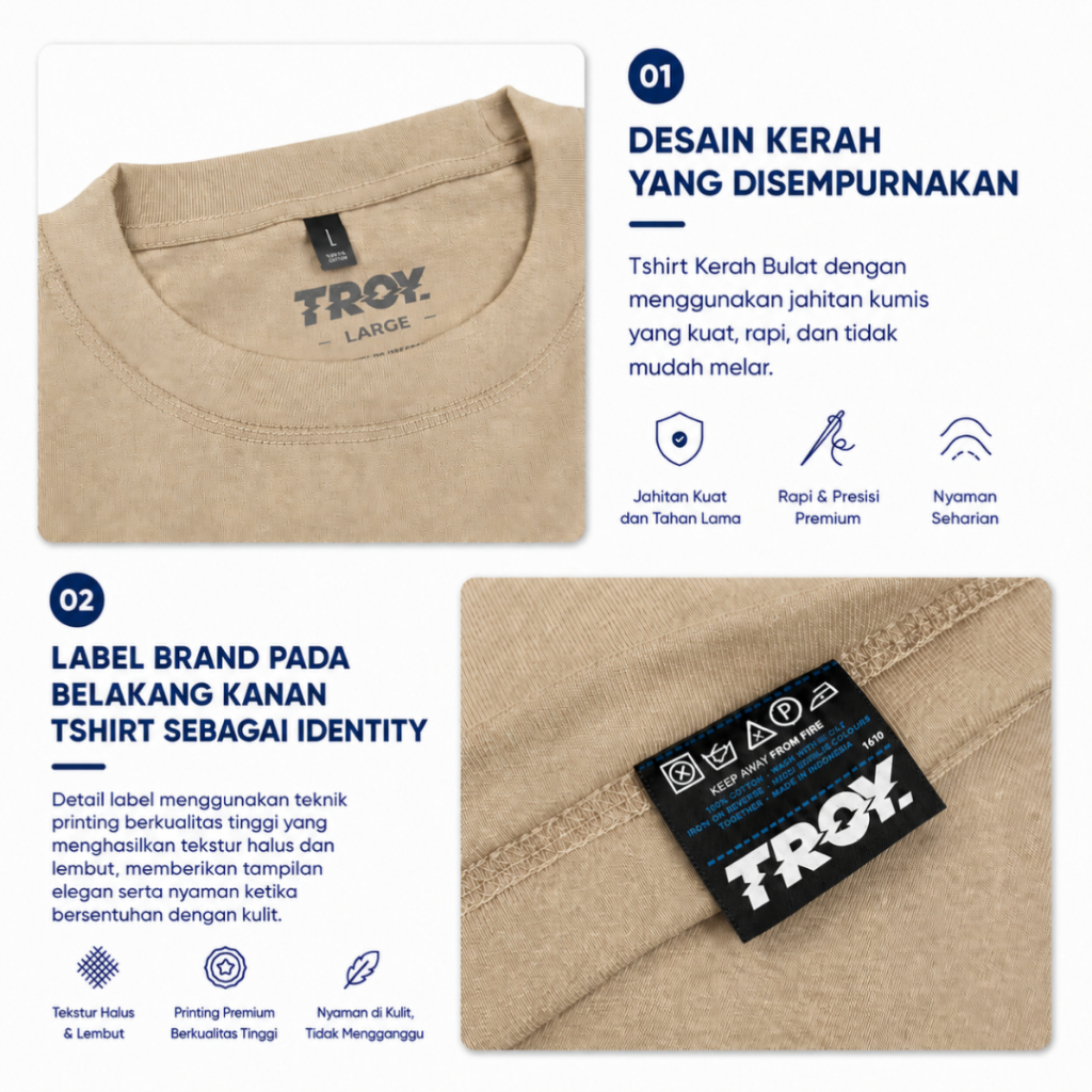 Troy Company Oversize Tshirt Beige Resistance - Kaos Oversize Pria Lengan Pendek Coklat Beige OVD 3289