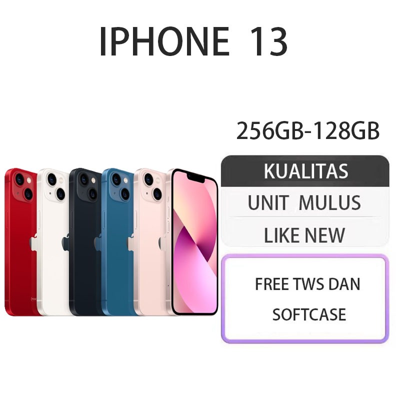 HP APPLE IPHONE 13 128GB/256GB SECOND EX INTER WIFI ONLY IPHONE 13 BEKAS GARANSI 1 BULAN