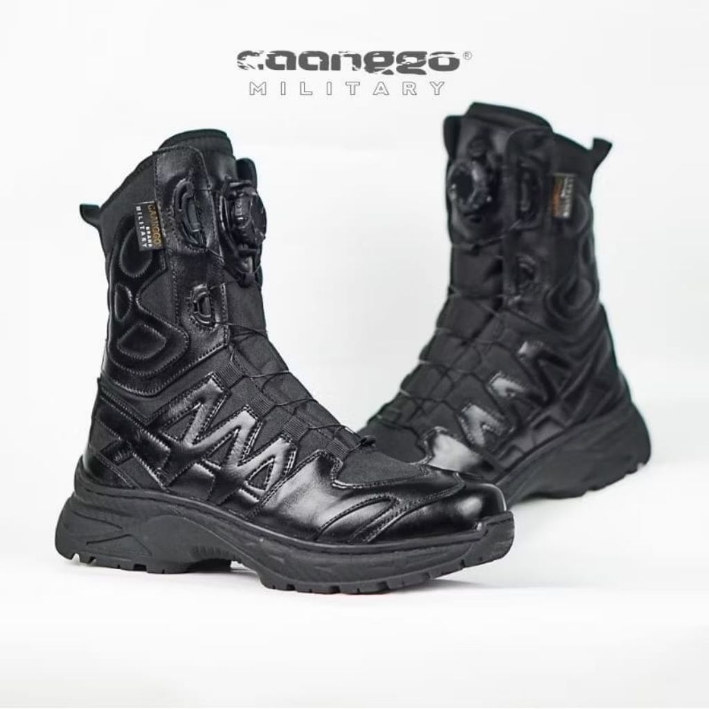 Caanggo - Sepatu PDL Tali Putar Bahan Kulit Model Terbaru Tinggi 8 inc PDL TNI POLISI SECURITY Terba