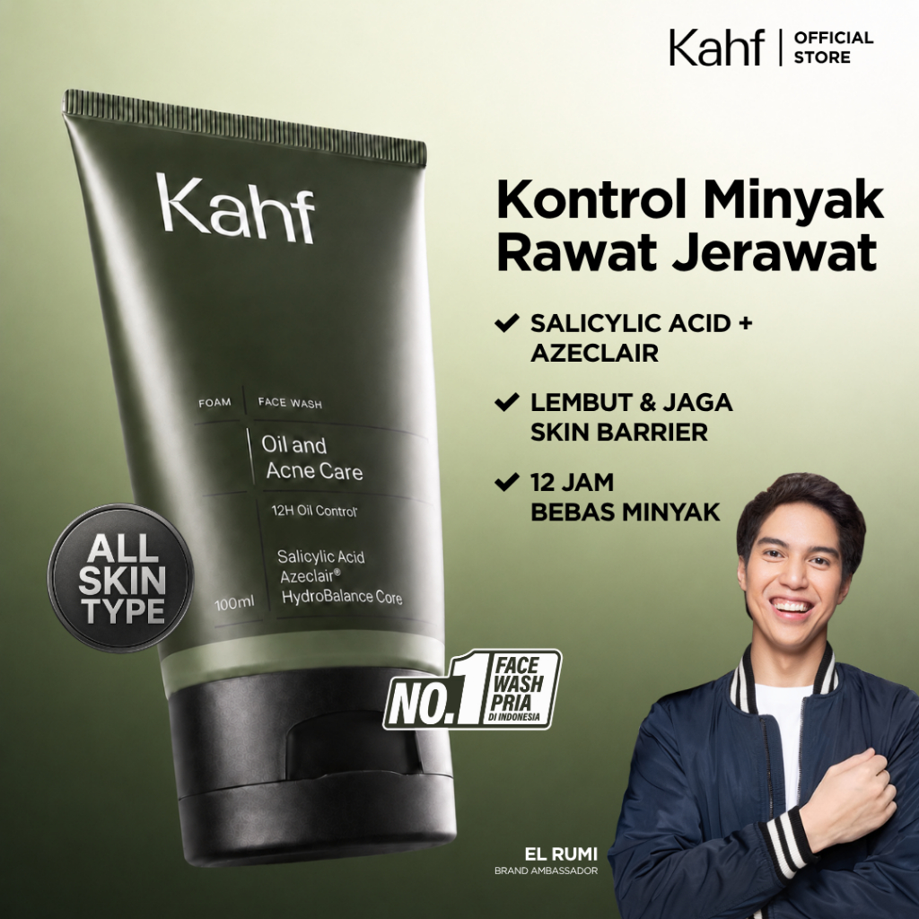[CREATOR'S PICK] Kahf Face Wash Oil and Acne Care 100 ml - Sabun Cuci Muka Pria untuk Membantu Lawan