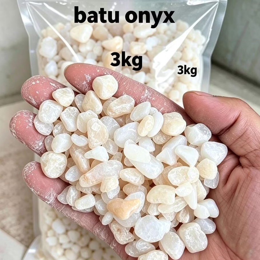 3kg batu onyx/batu krikil putih/batu sikat putih/Batu hias/batu akuarium