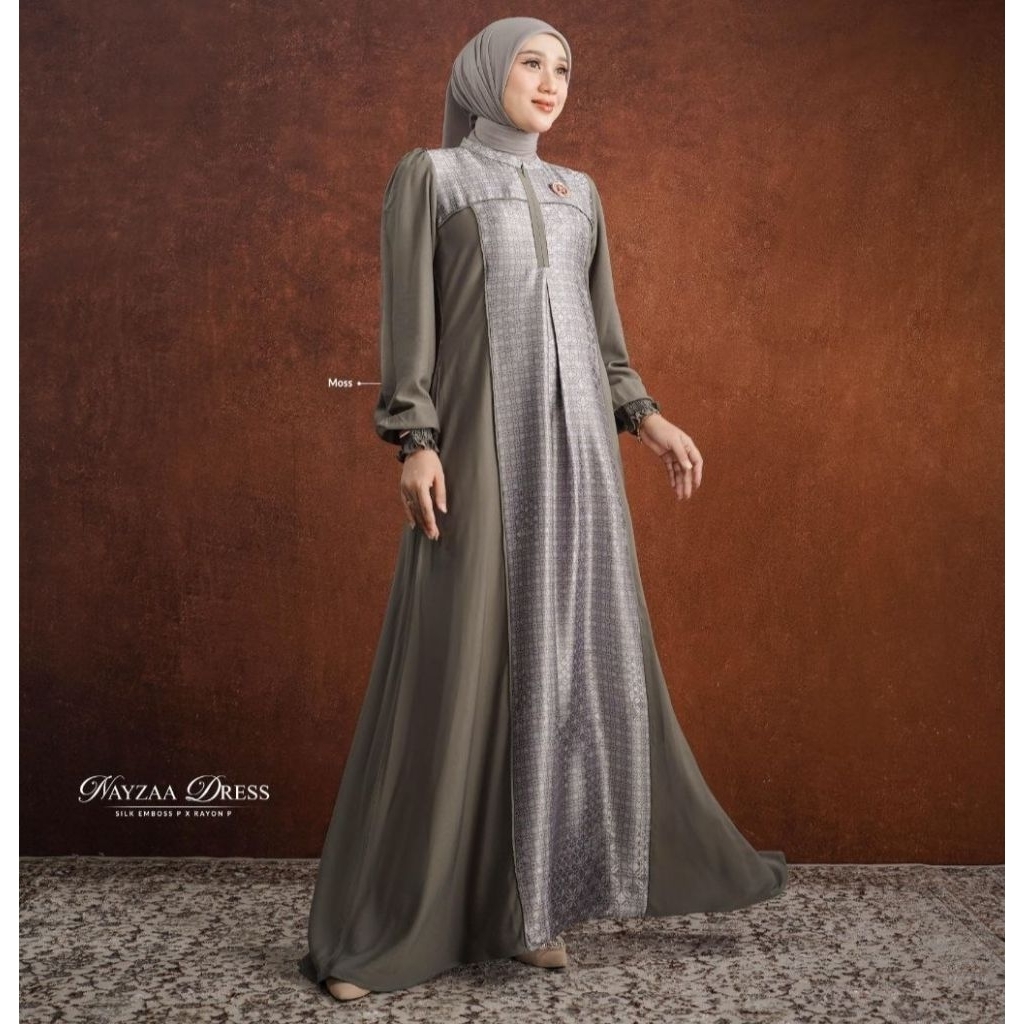 Nayzaa Dress ORI by Nadheera Luxury - Gamis Mewah Rayon Premium X Silk Emboss Premium Busui Friendly