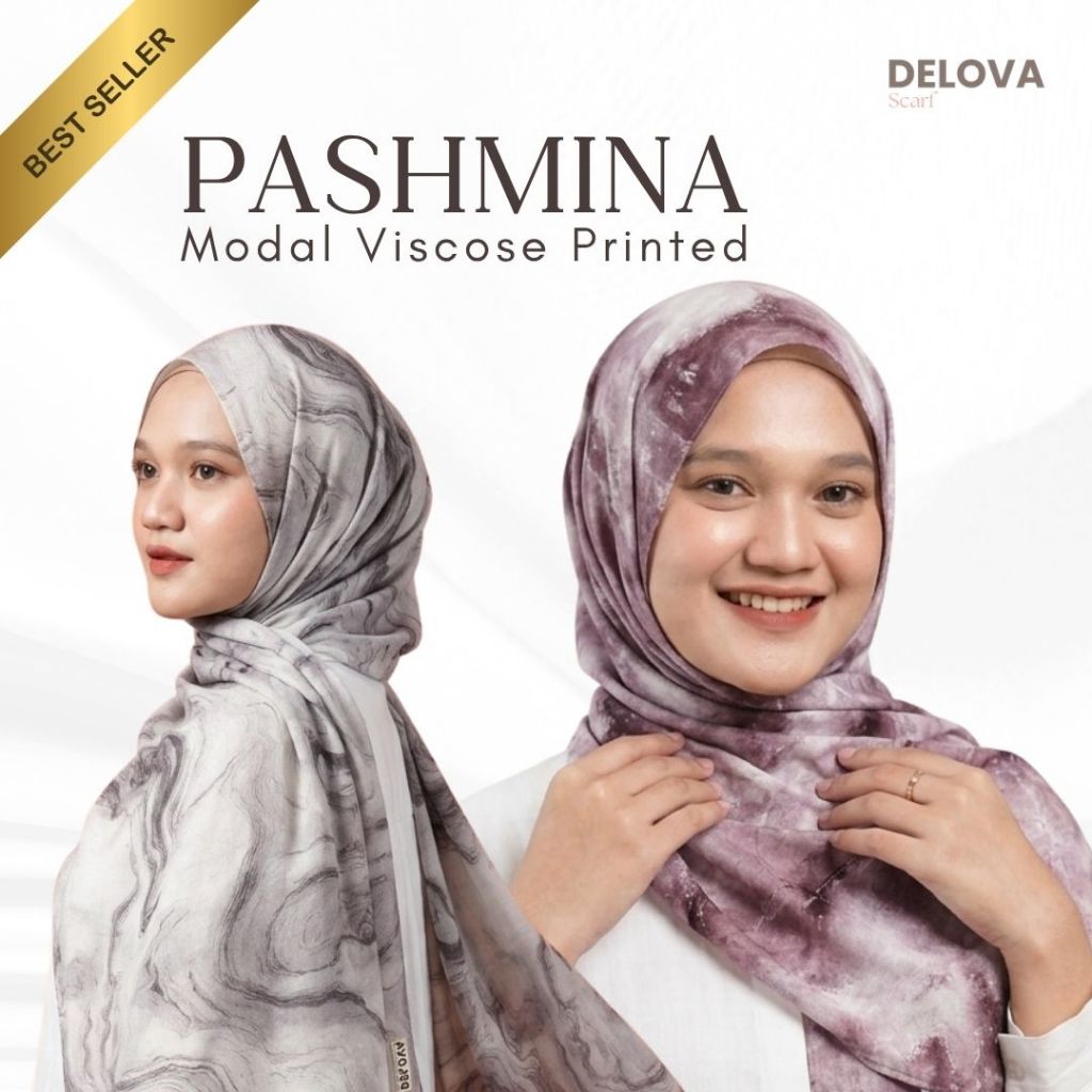 Delova Scarf - Pashmina Viscose Printed Modal Pashmina Hijab Shawl Premium  (Pashmina Motif Bahan Vi