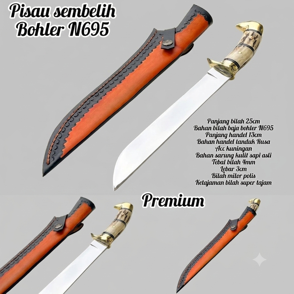 Golok Sembelih Bohler N695 25cm Original - Pisau Jagal Premium