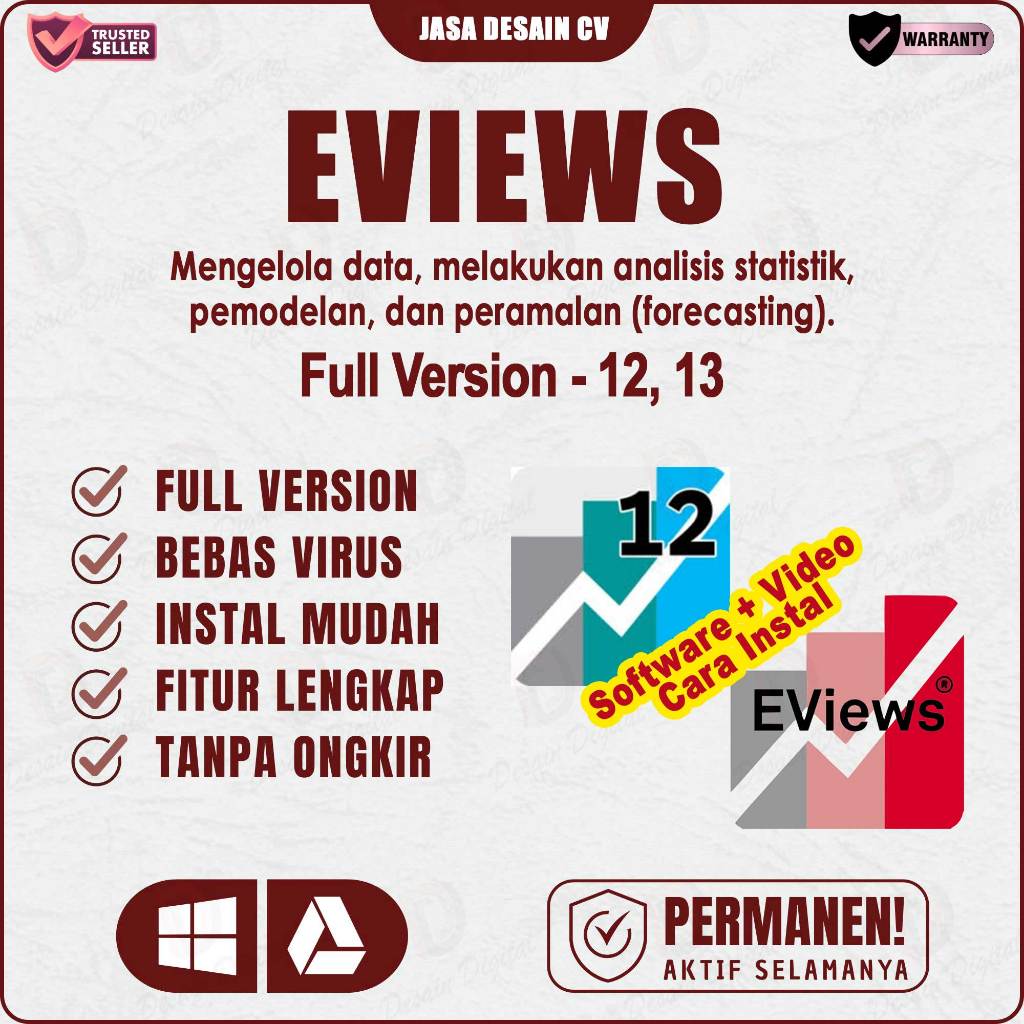 EViews 12, 13 Enterprise Full Version Lifetime Software Analisis Data Statistik PC