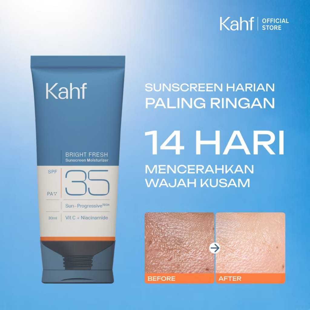 Kahf Sunscreen Kahf Bright Fresh SPF35 - Perlindungan Harian Untuk Pria 30ml, Pelembap Wajah Ringan 