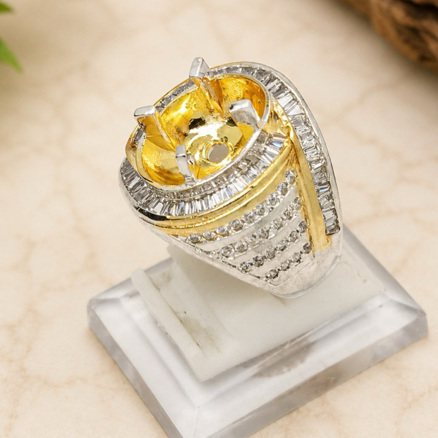 Ring/Emban Cincin Alpaka Tepper Kombinasi Oval 13x9 mm