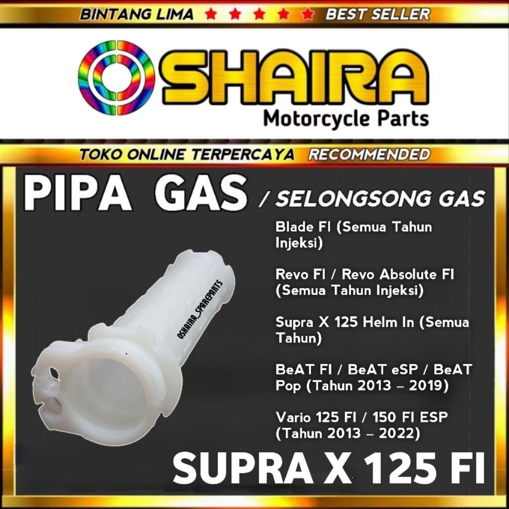 PIPA GAS SUPRA X 125 FI / BLADE FI / REVO FI / BEAT FI / BEAT ESP/POP / VARIO 125 FI/160FI / PIPA GA