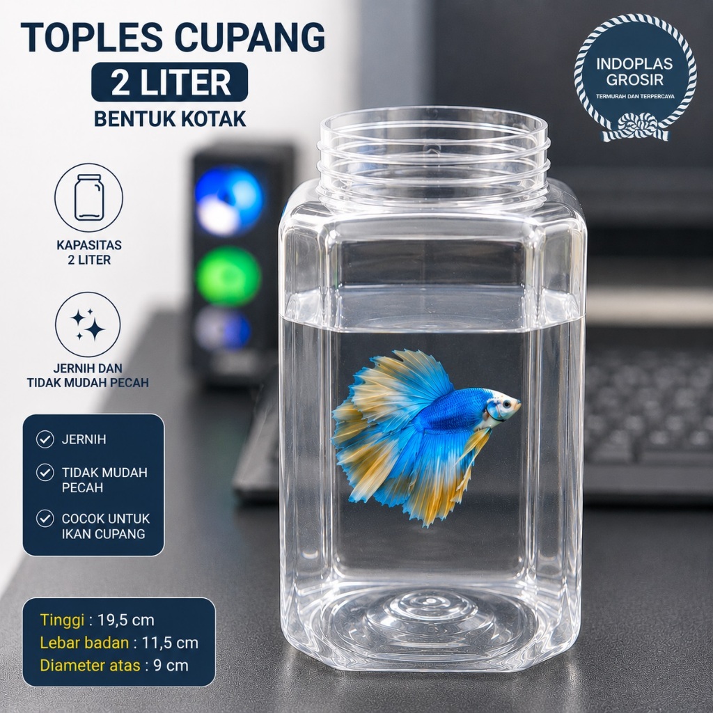 TOPLES CUPANG 2 LITER  / TOPLES PLASTIK 2 LITER KOTAK CUPANG