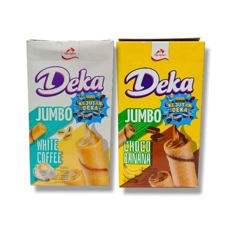 [Jumbo Perbox Isi 20] Deka Wafer Roll Jumbo Choco Banana/White Coffe - 20 x 14gr