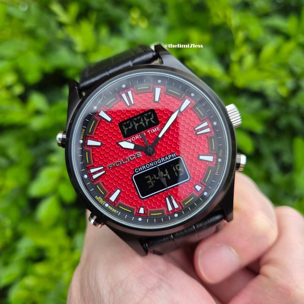 Jam tangan Police timepieces world time quartz chronograph ref 11180J