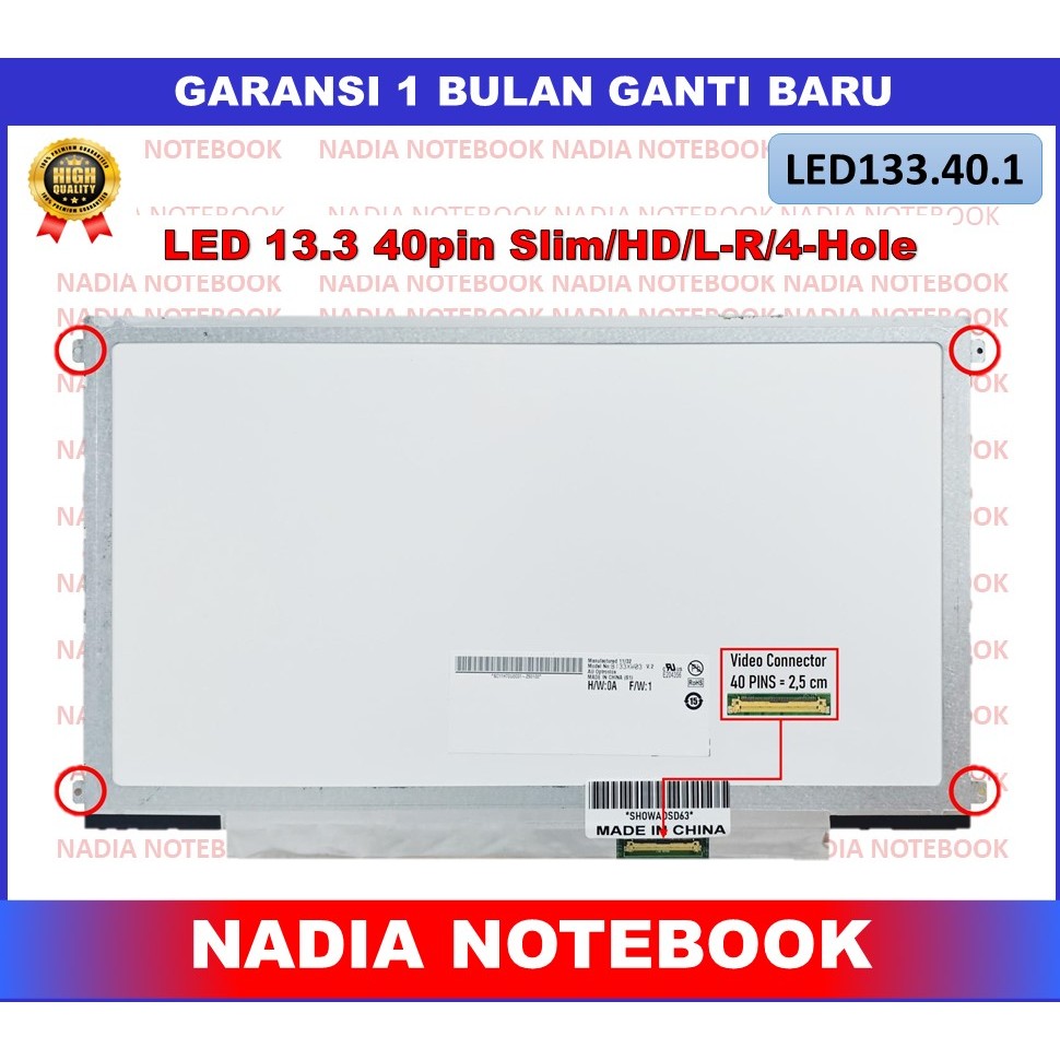 LCD LED Acer Travelmate 8372 13.3 13 Inch 40 Pin 40pin Slim HD Bracket Kuping Baut Samping Pinggir K