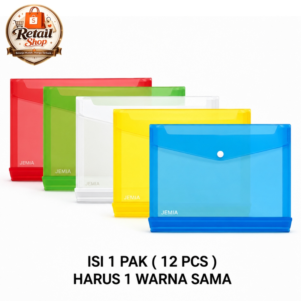 Map Kancing Plastik Folio / Map dokumen - 12pcs/pak