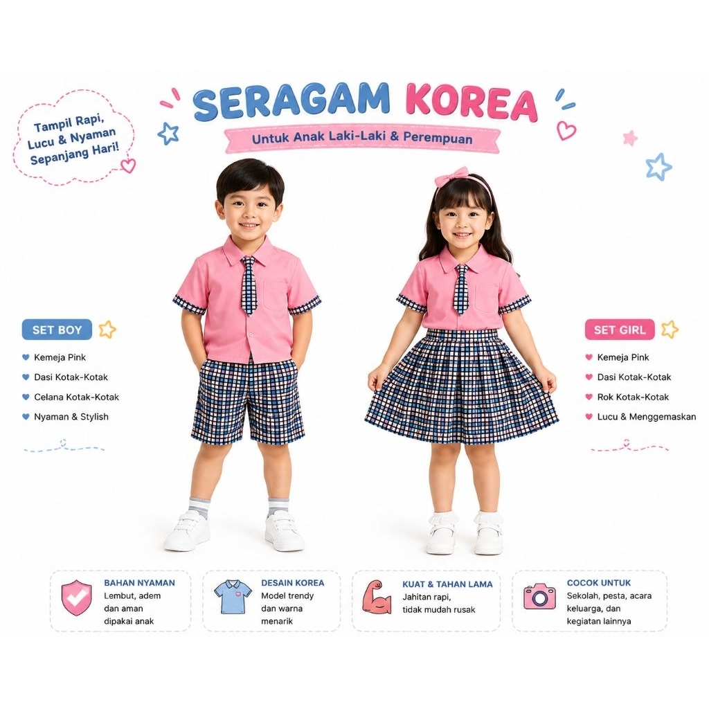 SERAGAM TK | SERAGAM SEKOLAH | SERAGAM PAUD | SERAGAM KOREA | AZZAFRAN | BAJUNIK