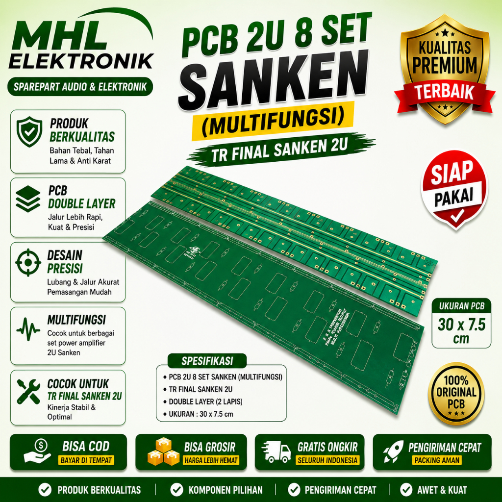 PCB TRANSISTOR FINAL SANKEN 8 SET 2U TR FINAL 8 SET SANKEN 2U