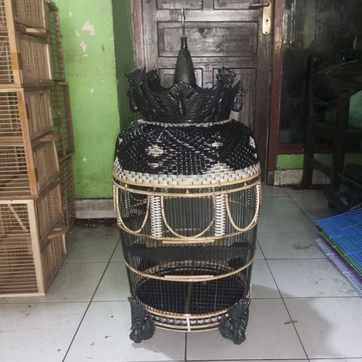 KANDANG BURUNG PERKUTUT MAHKOTA ROTAN RAJUT SINTETIS - SANGKAR BURUNG