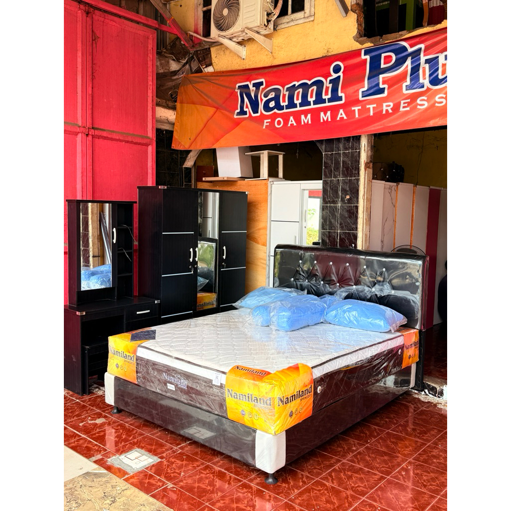 SET Lamaran  DIVAN STANDAR DAN KASUR SPRINGBED NAMILAND PLUSTOP tebal 28 garansi 10 tahun+lemari 3 p