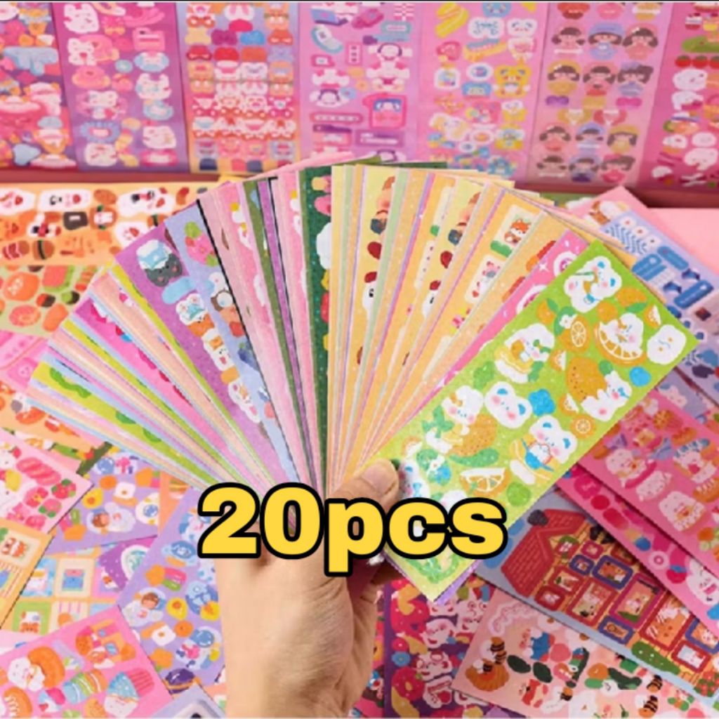 sticker kecil 20pcs / stiker gliter anak / sticker korea mini