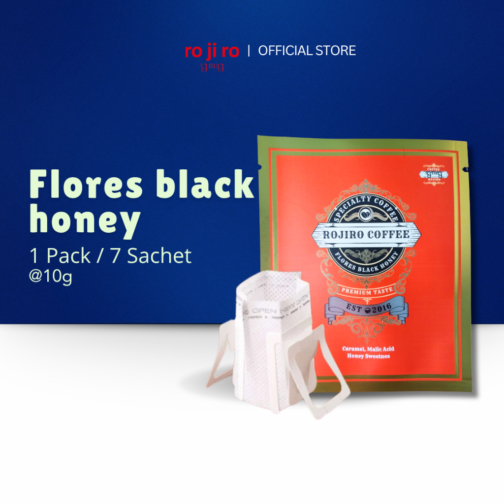 Rojiro Coffee - Flores Black Honey Drip Bag Coffee Premium (1 Pack / 7 Sachet @10g)