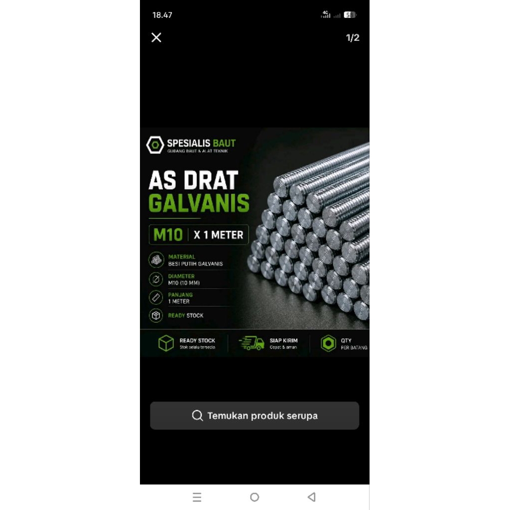 AS DRAT GALVANIS M10 X 1 METER