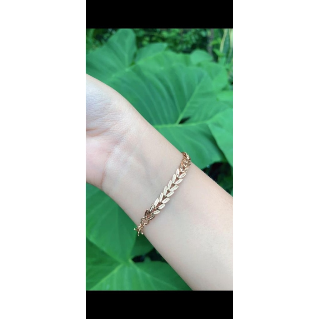 Gelang rantai daun/padi asli bahan swasa anti karat