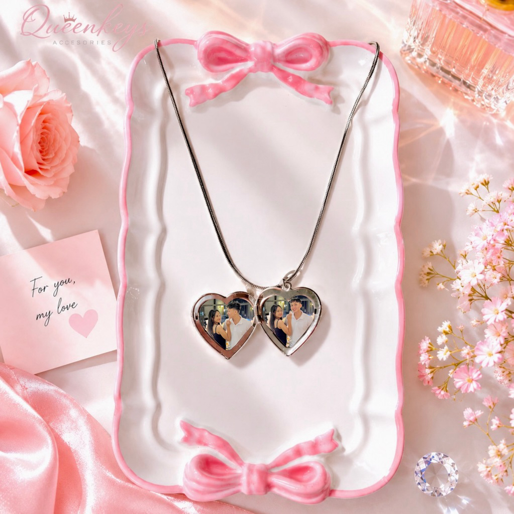 kalung liontin locket buka tutup custom | kalung locket | kalung custom foto