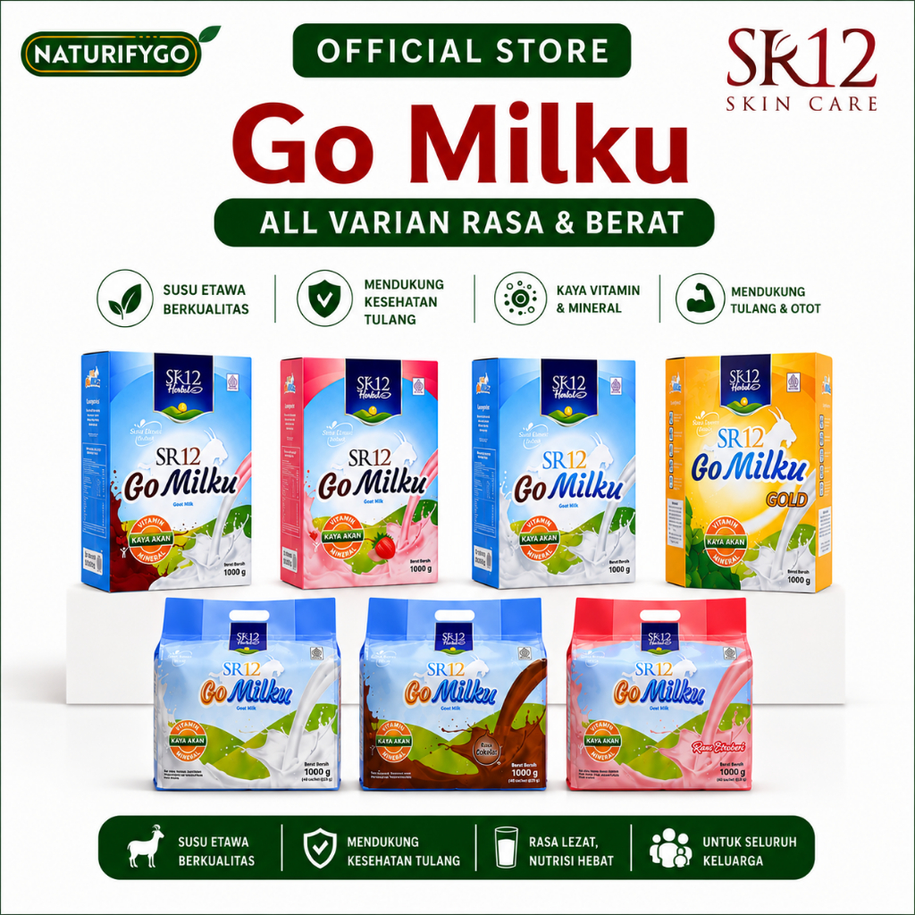SR12 Go Milku Susu Kambing Etawa( FREE INAI KUKU) Premium Plus Herbal semua varian