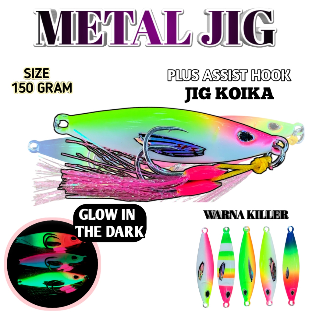 Metal Jig Model Koika 150 Gram Killer Metal Jig Full Gid Killer Pluss Assist Hook Umpan Pancing 150 