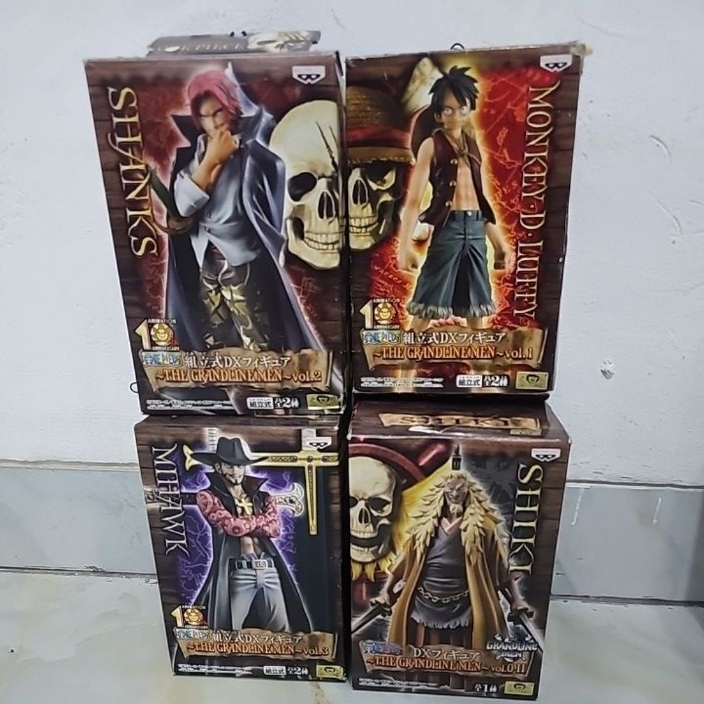 Dxf Grandline men one piece, shanks, luffy, mihawk, shiki figure