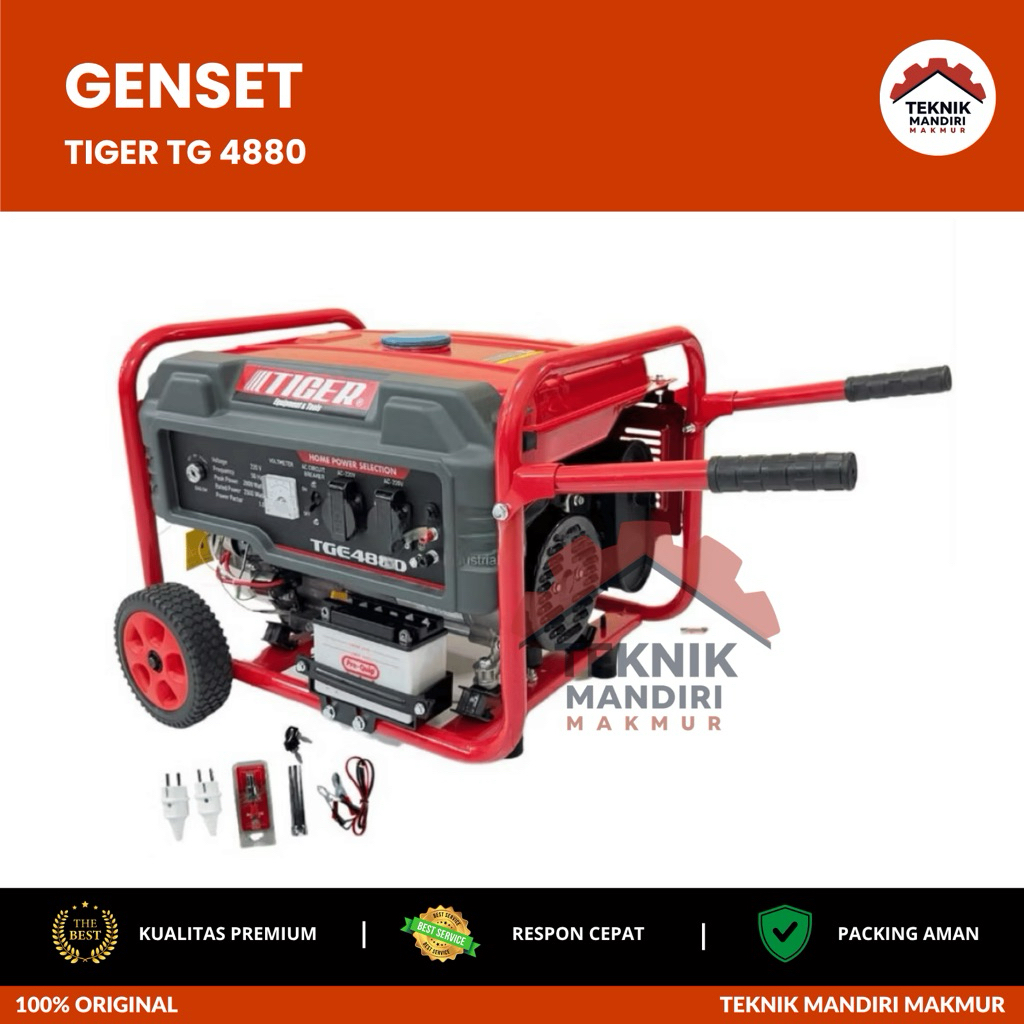 TG4880 GENSET TIGER 4880 OUTPUT 2500 - 2800 WATT GENSET BENSIN TIGER