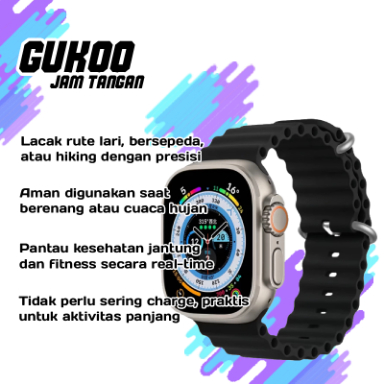 GUKOO Smartwatch Olahraga GPS Tahan Air 50M, Monitor Detak Jantung