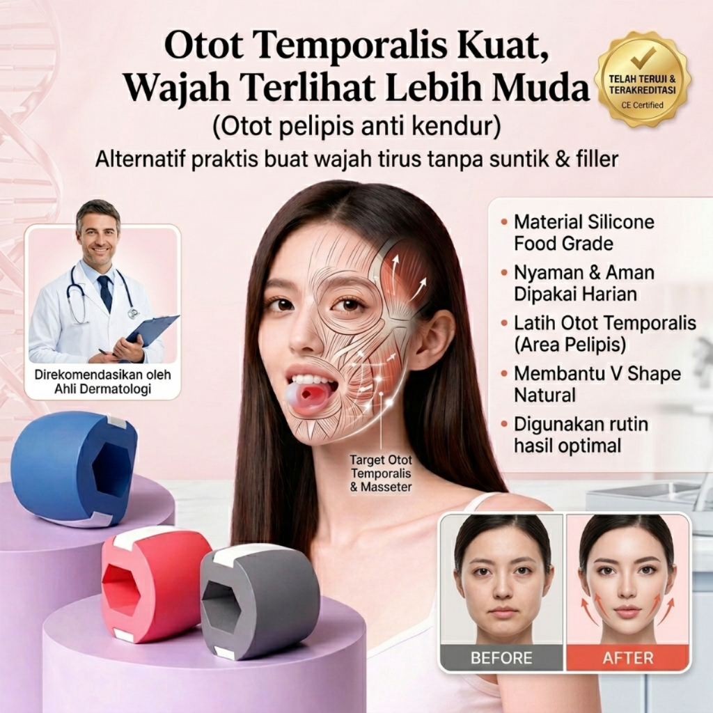 Temporalis Trainer Alat Latih Otot Pelipis Anti Aging | Silicone Food Grade Aman | Olahraga Senam Wa